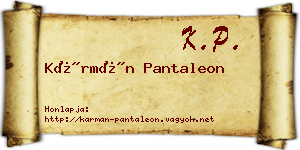 Kármán Pantaleon névjegykártya